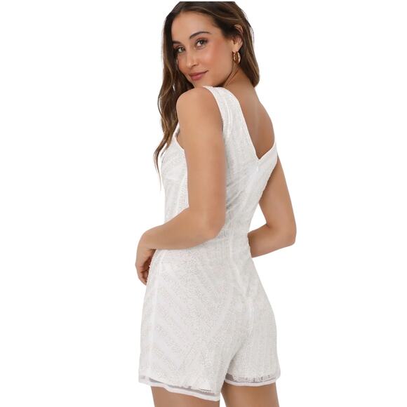 Lulu's White V-Neck Jumpsuit - Picture 2 of 13
